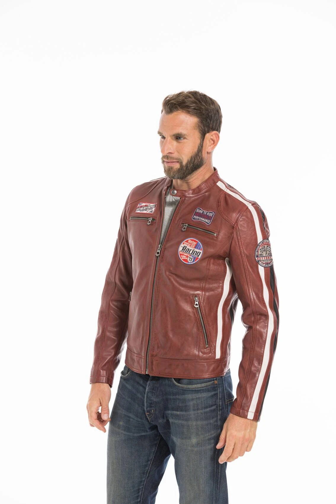 Blouson Cuir Homme Rouge Daytona " 102434 " 5 Blouson Cuir Homme Rouge Daytona " 102434 " – Image 5