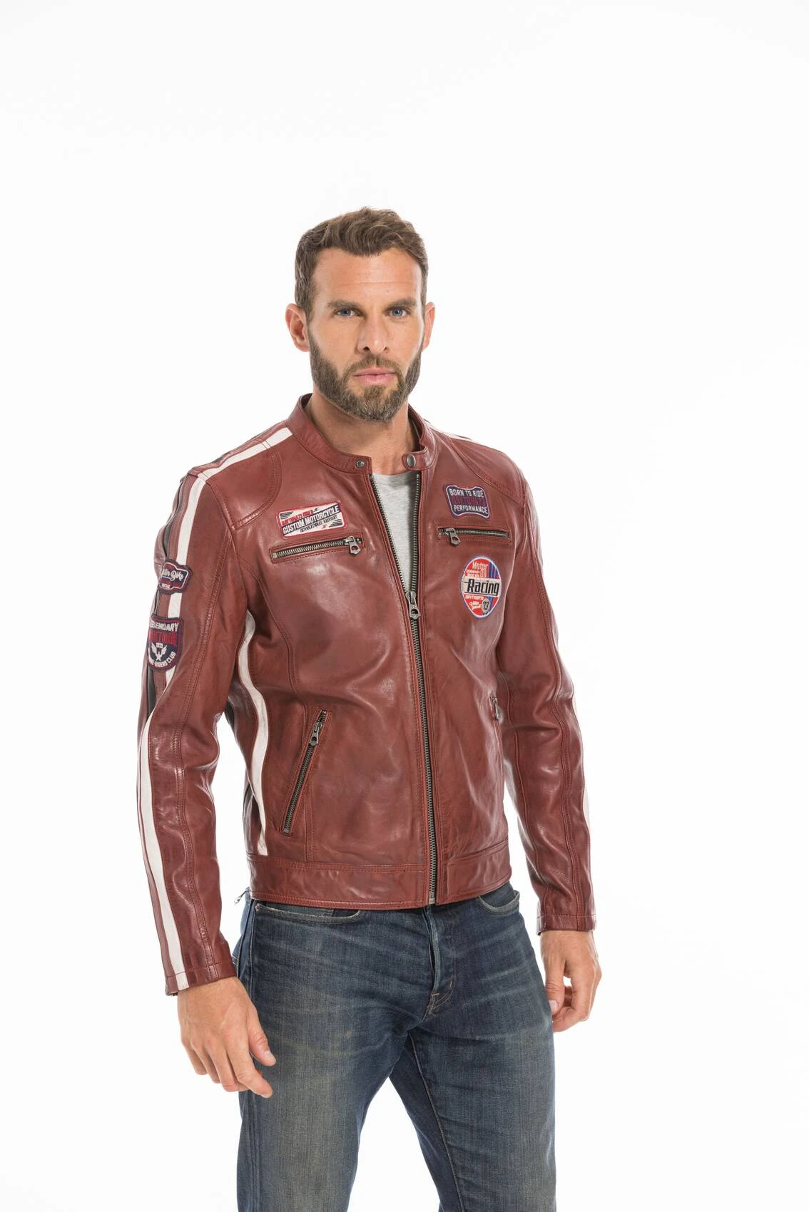 Blouson Cuir Homme Rouge Daytona " 102434 " 6 Blouson Cuir Homme Rouge Daytona " 102434 " – Image 6
