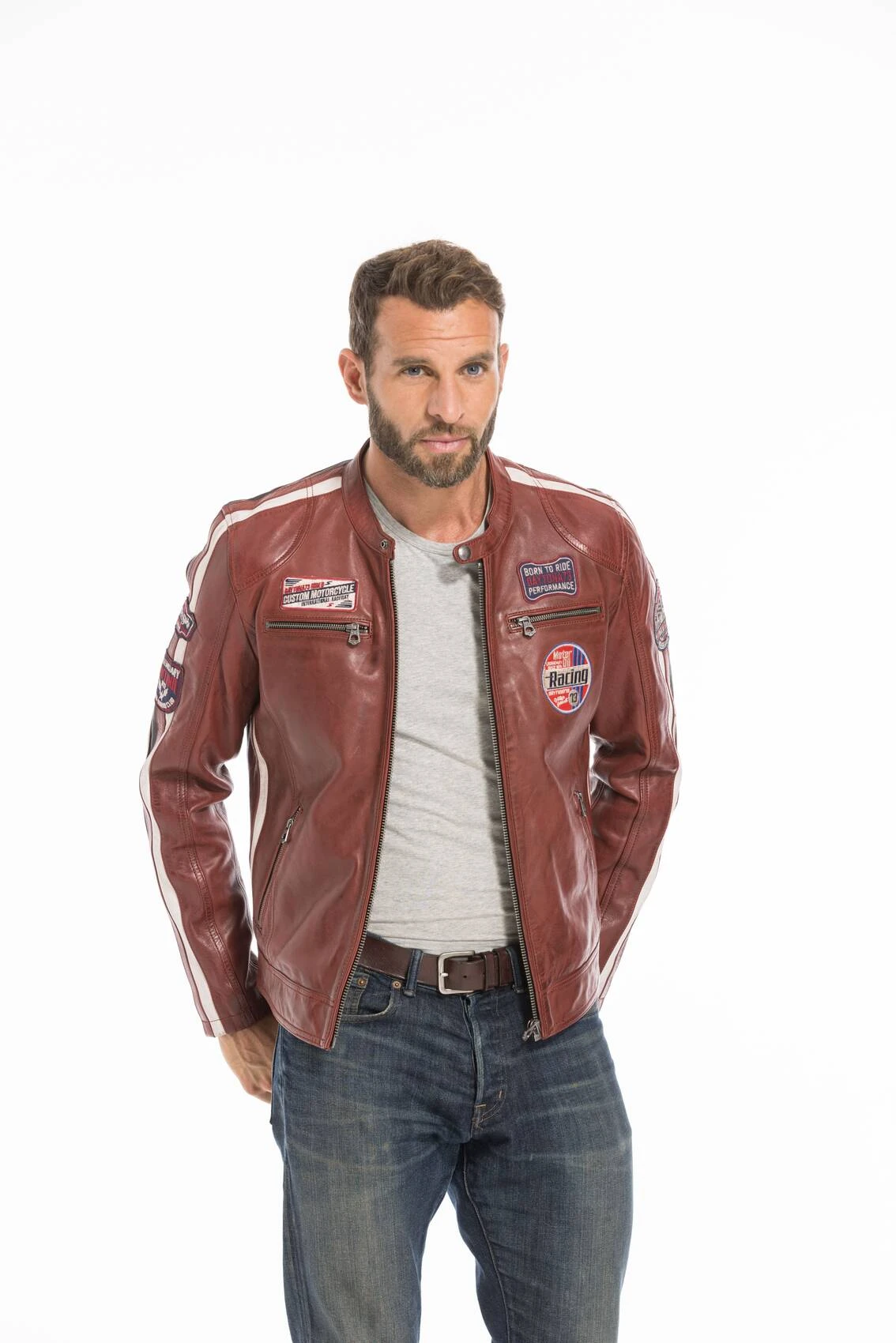 Blouson Cuir Homme Rouge Daytona " 102434 " 4 Blouson Cuir Homme Rouge Daytona " 102434 " – Image 4