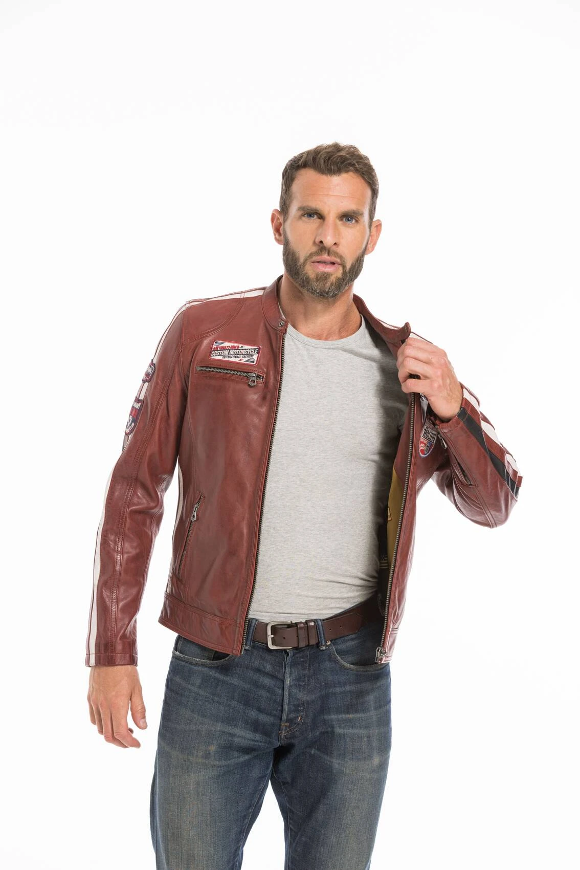 Blouson Cuir Homme Rouge Daytona " 102434 " 7 Blouson Cuir Homme Rouge Daytona " 102434 " – Image 7