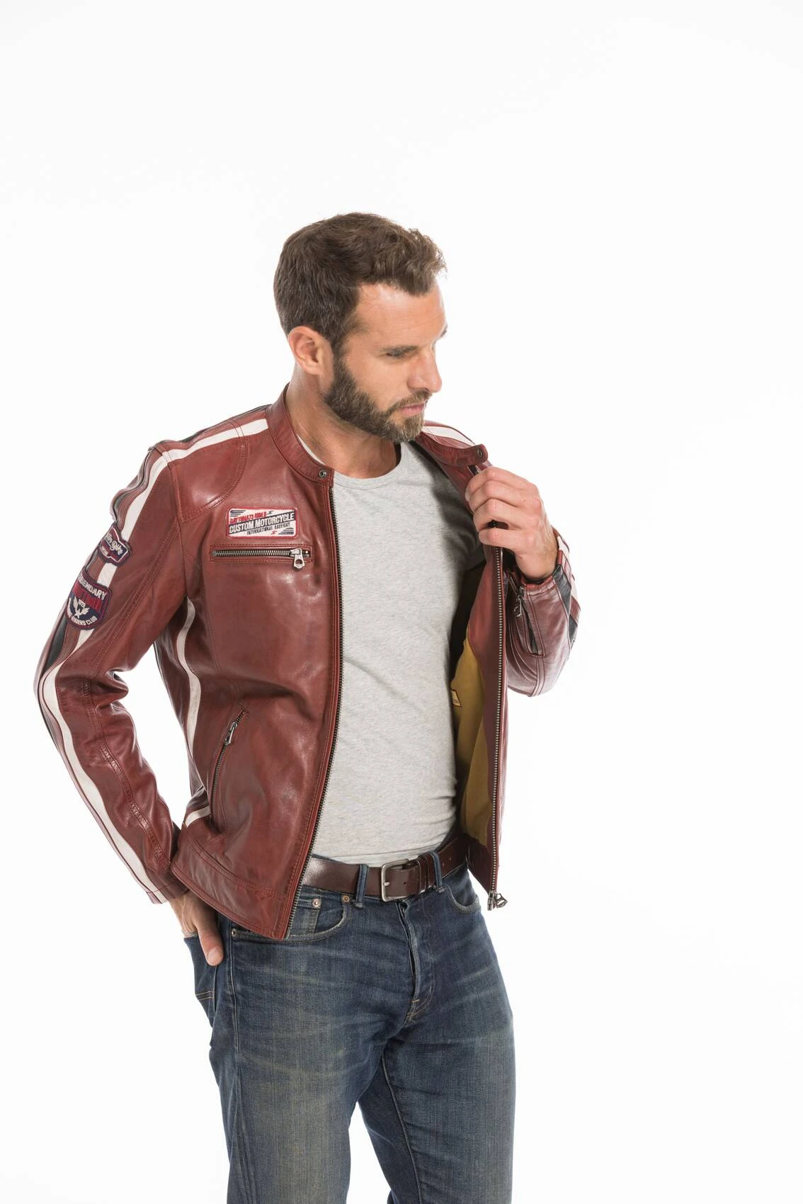 Blouson Cuir Homme Rouge Daytona " 102434 " 10 Blouson Cuir Homme Rouge Daytona " 102434 " – Image 10