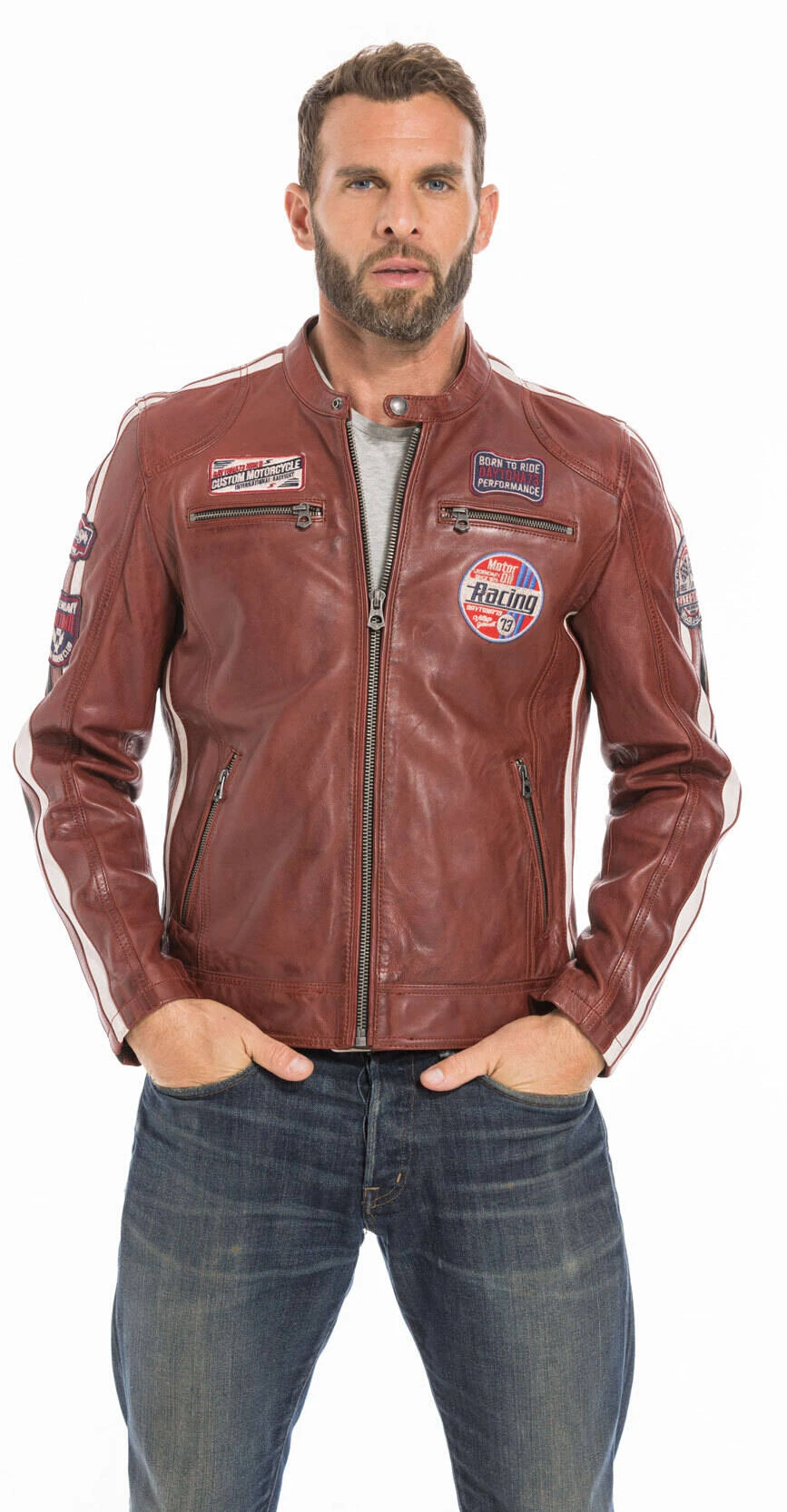 Blouson Cuir Homme Rouge Daytona " 102434 " 12 Blouson Cuir Homme Rouge Daytona " 102434 " – Image 12