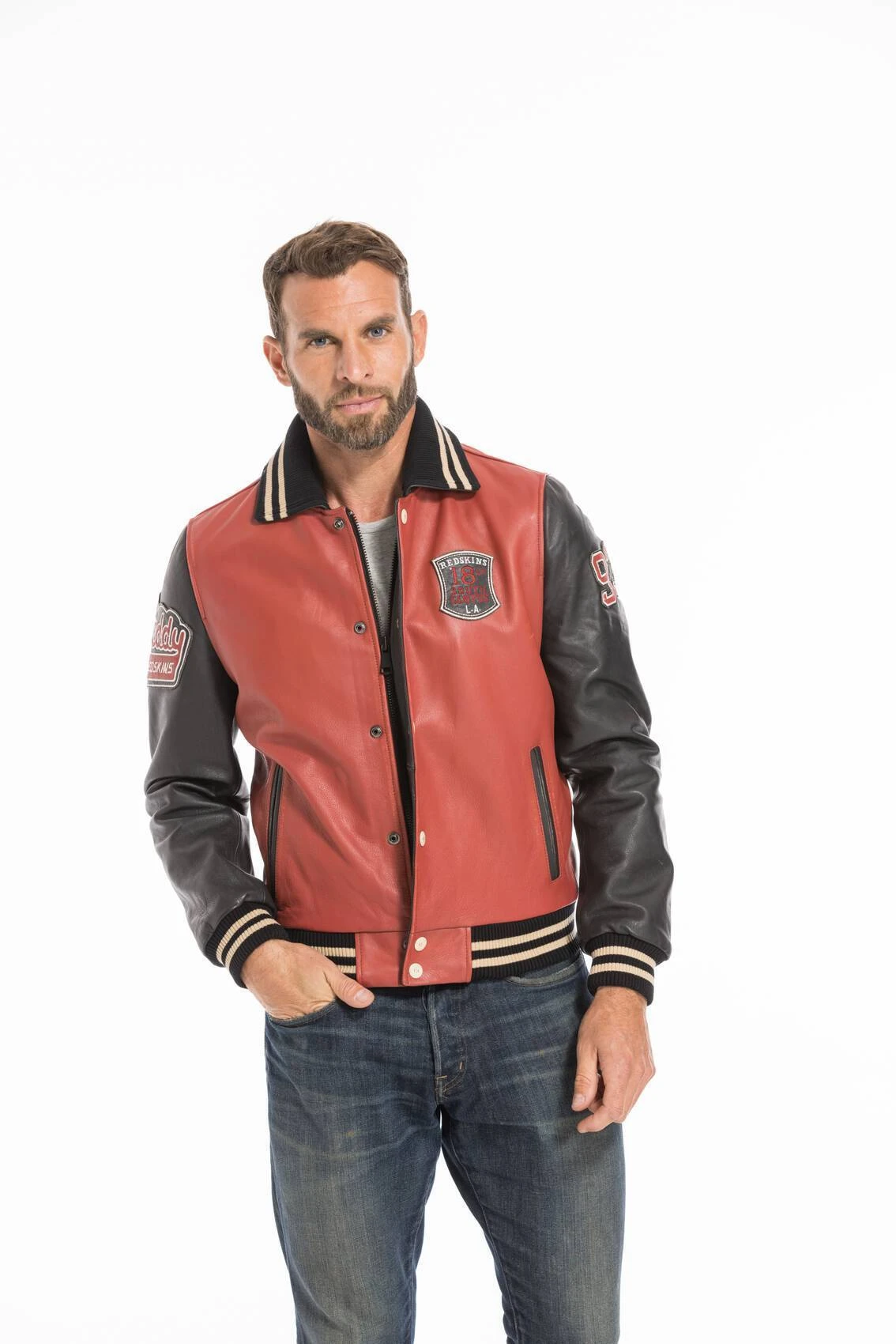 Blouson Cuir Teddy Redskins Rouge/noir " SKATEBOARD " 16 Blouson Cuir Teddy Redskins Rouge/noir " SKATEBOARD " – Image 16