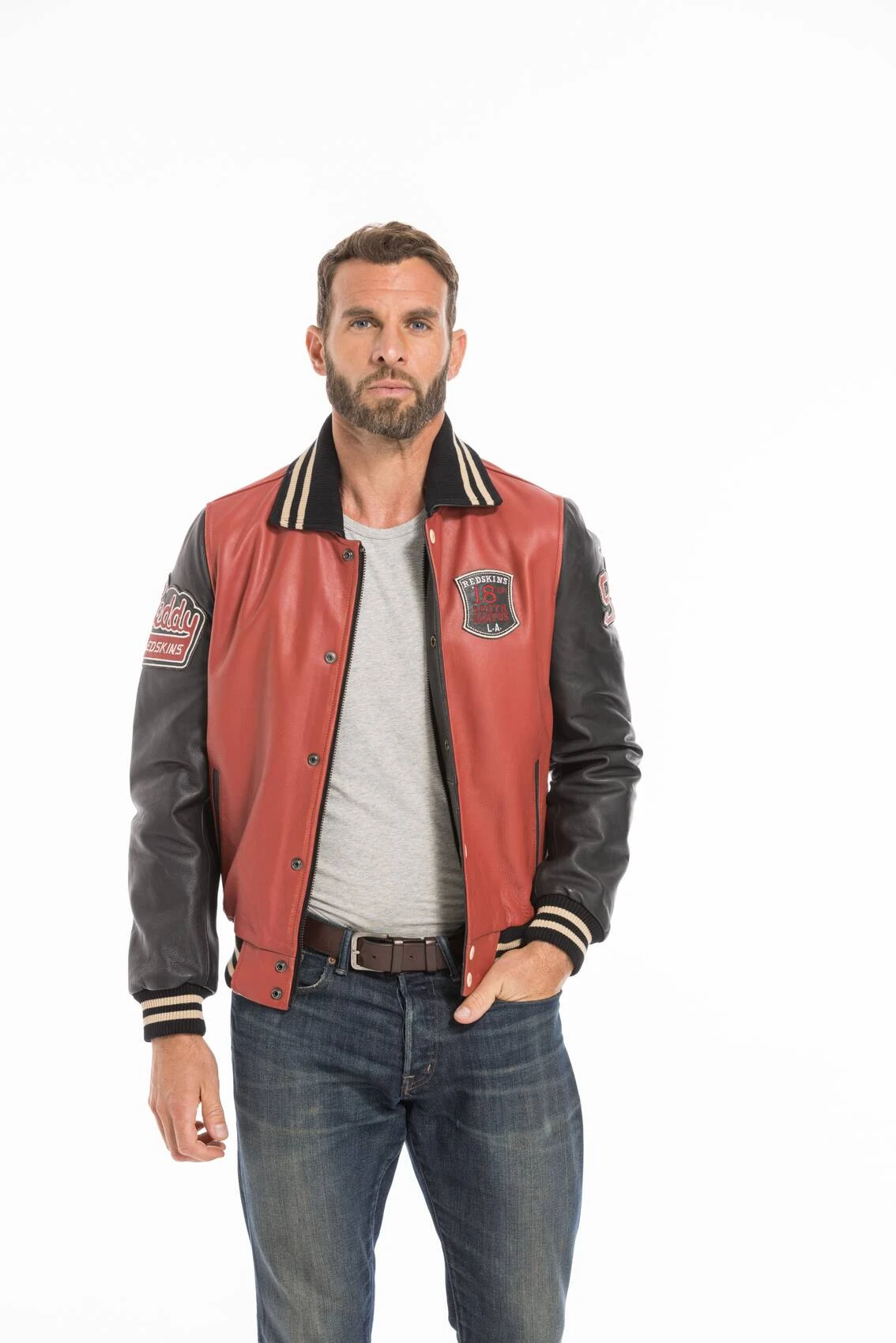 Blouson Cuir Teddy Redskins Rouge/noir " SKATEBOARD " 10 Blouson Cuir Teddy Redskins Rouge/noir " SKATEBOARD " – Image 10