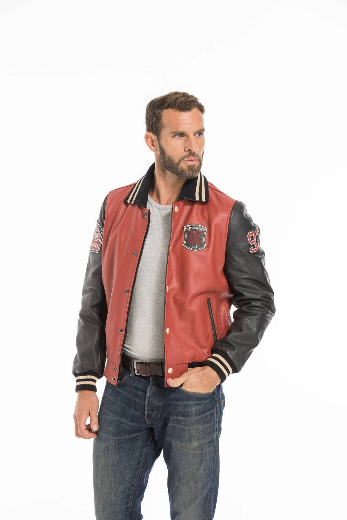 Blouson Cuir Teddy Redskins Rouge/noir " SKATEBOARD " 9 Blouson Cuir Teddy Redskins Rouge/noir " SKATEBOARD " – Image 9
