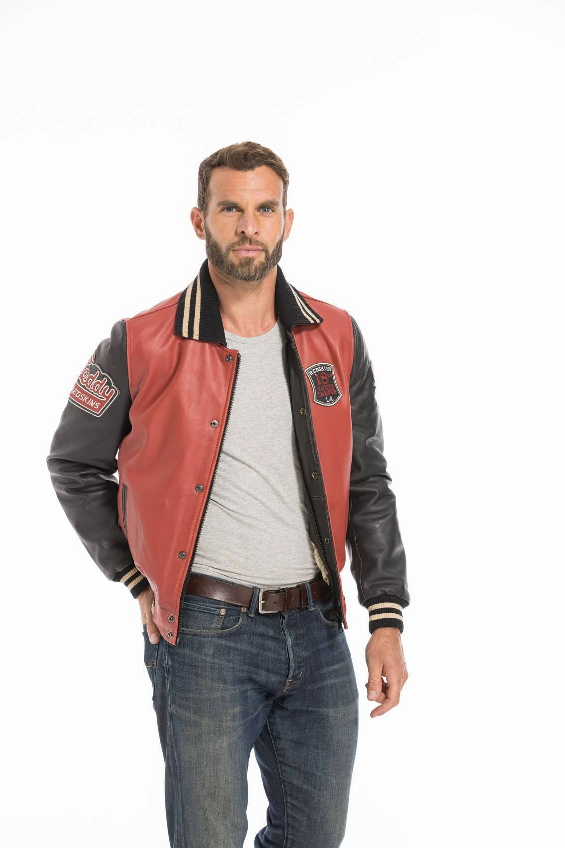 Blouson Cuir Teddy Redskins Rouge/noir " SKATEBOARD " 4 Blouson Cuir Teddy Redskins Rouge/noir " SKATEBOARD " – Image 4
