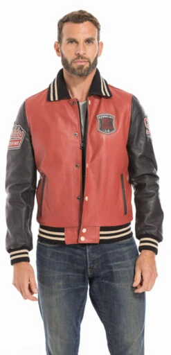 Blouson Cuir Teddy Redskins Rouge/noir " SKATEBOARD " 35 Blouson Cuir Teddy Redskins Rouge/noir " SKATEBOARD " -Maroquinerie cg23homme139vachette24 007044600 1623 23092022