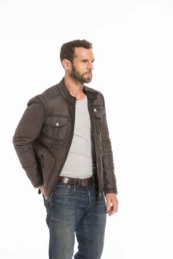 Veste Cuir Homme Marron " ASSENCIO "