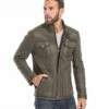 Veste Cuir Homme Verte " ASSENCIO "