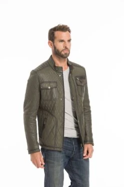 Veste Cuir Homme Verte " ASSENCIO " -Maroquinerie cg23hommeassensiogreen24239 001906600 1645 26092022