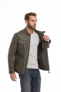 Veste Cuir Homme Verte " ASSENCIO " -Maroquinerie cg23hommeassensiogreen24242 074365800 1645 26092022