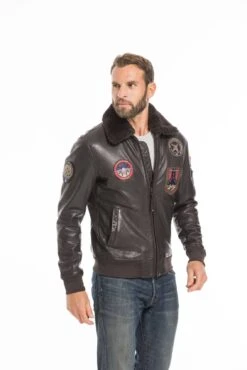 Blouson Cuir Homme Patrouille De France Marron " ATHOS " -Maroquinerie cg23hommeathosmarron24257 068765300 1646 26092022