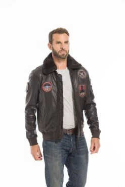 Blouson Cuir Homme Patrouille De France Marron " ATHOS " -Maroquinerie cg23hommeathosmarron24264 028234500 1646 26092022