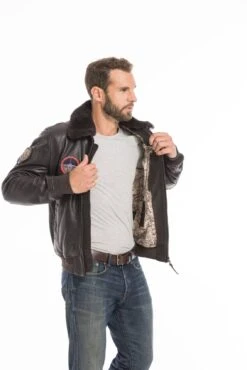 Blouson Cuir Homme Patrouille De France Marron " ATHOS " -Maroquinerie cg23hommeathosmarron24268 037684800 1646 26092022