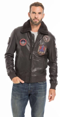 Blouson Cuir Homme Patrouille De France Marron " ATHOS " -Maroquinerie cg23hommeathosmarron24 086878200 1646 26092022