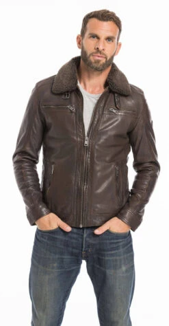 Blouson Cuir Homme Marron " AUBIN " -Maroquinerie cg23hommeaubinmarron25 049829700 1647 26092022