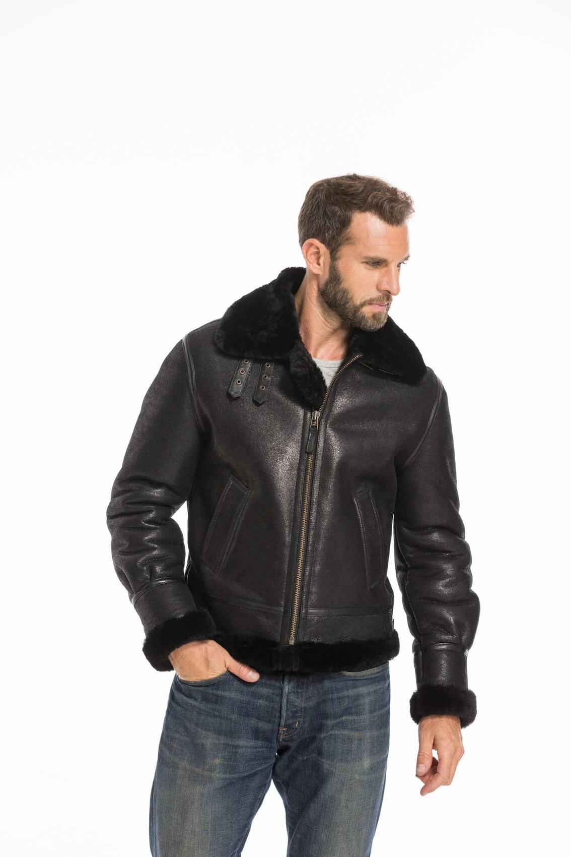 Bombardier Mouton Homme Noir " BOMBARDIER 2 " 1 Bombardier Mouton Homme Noir " BOMBARDIER 2 "