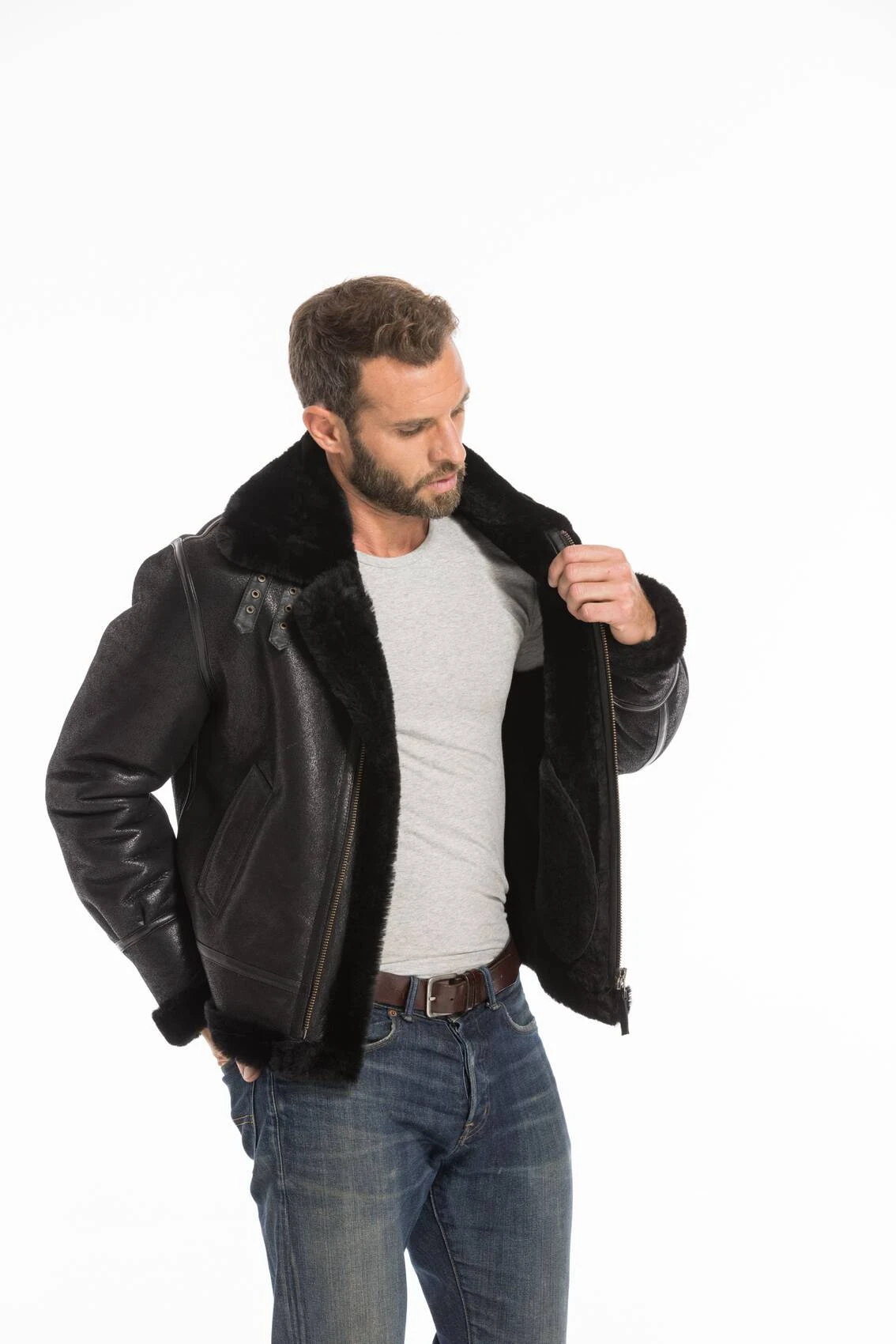 Bombardier Mouton Homme Noir " BOMBARDIER 2 " 7 Bombardier Mouton Homme Noir " BOMBARDIER 2 " – Image 7