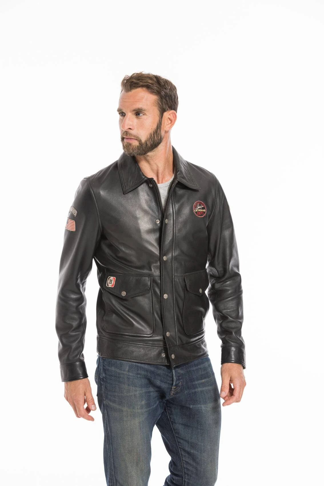 Blouson Cuir Homme 24 H Du Mans Steeve Mc Queen " CHARLIE " 2 Blouson Cuir Homme 24 H Du Mans Steeve Mc Queen " CHARLIE " – Image 2