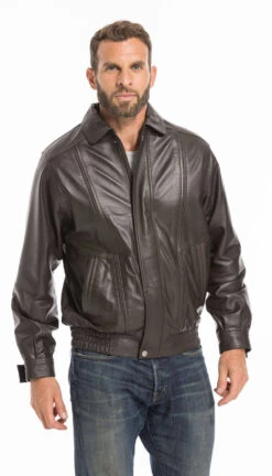 Blouson En Cuir D'agneau Marron Pour Homme Classique " DIPLOMATE " -Maroquinerie cg23hommediplomatemarro 022273700 1826 26092022