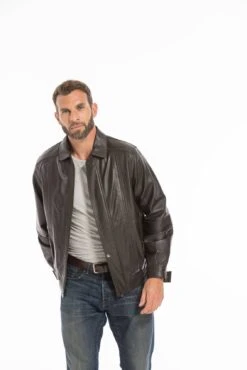 Blouson En Cuir D'agneau Marron Pour Homme Classique " DIPLOMATE " -Maroquinerie cg23hommediplomatemarron25694 008677100 1826 26092022