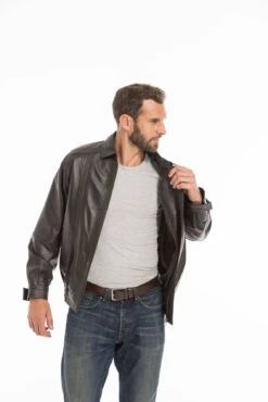 Blouson En Cuir D'agneau Marron Pour Homme Classique " DIPLOMATE " -Maroquinerie cg23hommediplomatemarron25698 048749700 1826 26092022