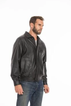 Blouson En Cuir D'agneau Noir Pour Homme Classique " DIPLOMATE " -Maroquinerie cg23hommediplomatenoir25842 023822300 1827 26092022