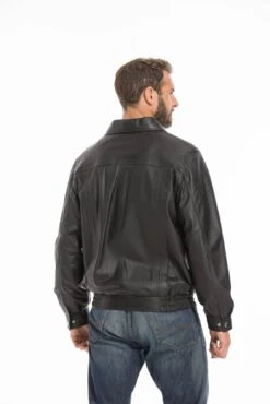 Blouson En Cuir D'agneau Noir Pour Homme Classique " DIPLOMATE " -Maroquinerie cg23hommediplomatenoir25843 038788500 1827 26092022