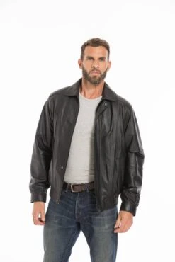 Blouson En Cuir D'agneau Noir Pour Homme Classique " DIPLOMATE " -Maroquinerie cg23hommediplomatenoir25845 086151900 1827 26092022
