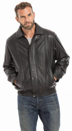 Blouson En Cuir D'agneau Noir Pour Homme Classique " DIPLOMATE " -Maroquinerie cg23hommediplomatenoir 018559000 1827 26092022