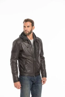 Blouson Cuir Homme Agneau Dark Olive " FRANCKY " -Maroquinerie cg23hommefranckydarkolive25670 050364500 1030 27092022