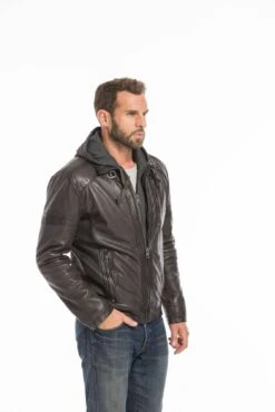 Blouson Cuir Homme Agneau Dark Olive " FRANCKY "