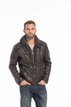 Blouson Cuir Homme Agneau Dark Olive " FRANCKY " -Maroquinerie cg23hommefranckydarkolive25674 069417600 1030 27092022