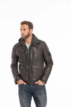 Blouson Cuir Homme Agneau Dark Olive " FRANCKY " -Maroquinerie cg23hommefranckydarkolive25675 037926300 1030 27092022
