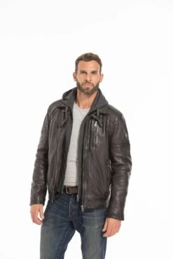 Blouson Cuir Homme Agneau Dark Olive " FRANCKY " -Maroquinerie cg23hommefranckydarkolive25678 032116300 1030 27092022