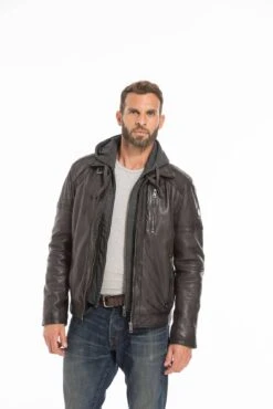 Blouson Cuir Homme Agneau Dark Olive " FRANCKY " -Maroquinerie cg23hommefranckydarkolive25684 082919900 1030 27092022