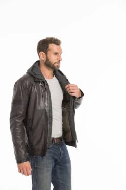Blouson Cuir Homme Agneau Dark Olive " FRANCKY " -Maroquinerie cg23hommefranckydarkolive25686 025974900 1030 27092022