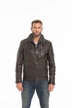 Blouson Cuir Homme Agneau Tabac " FRANCKY "