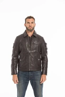 Blouson Cuir Homme Patrouille De France Marron " JAEGGER " -Maroquinerie cg23hommejaeggermarron24858 1 087461000 1036 27092022