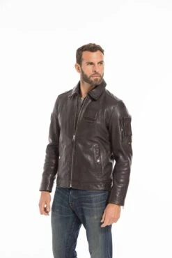 Blouson Cuir Homme Patrouille De France Marron " JAEGGER " -Maroquinerie cg23hommejaeggermarron24859 047094500 1036 27092022