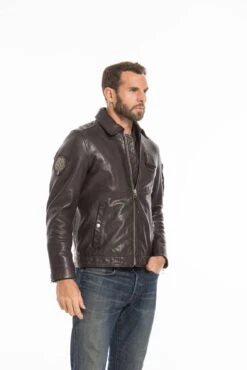 Blouson Cuir Homme Patrouille De France Marron " JAEGGER " -Maroquinerie cg23hommejaeggermarron24863 095251800 1037 27092022