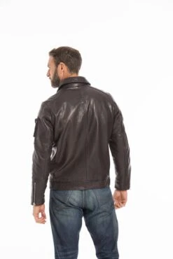 Blouson Cuir Homme Patrouille De France Marron " JAEGGER "