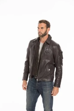 Blouson Cuir Homme Patrouille De France Marron " JAEGGER " -Maroquinerie cg23hommejaeggermarron24867 030219100 1037 27092022