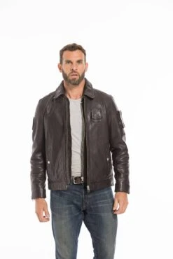 Blouson Cuir Homme Patrouille De France Marron " JAEGGER " -Maroquinerie cg23hommejaeggermarron24869 019087800 1037 27092022