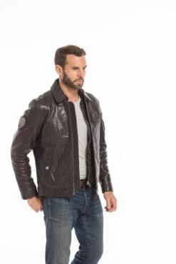 Blouson Cuir Homme Patrouille De France Marron " JAEGGER " -Maroquinerie cg23hommejaeggermarron24870 057876600 1037 27092022