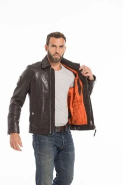 Blouson Cuir Homme Patrouille De France Marron " JAEGGER " -Maroquinerie cg23hommejaeggermarron24871 061954400 1036 27092022