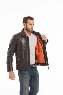 Blouson Cuir Homme Patrouille De France Marron " JAEGGER " -Maroquinerie cg23hommejaeggermarron24872 097691900 1036 27092022