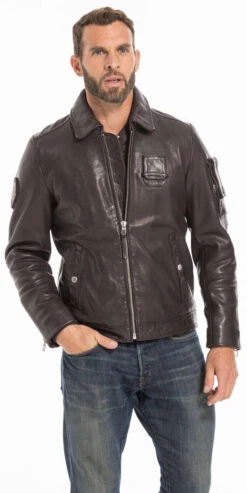 Blouson Cuir Homme Patrouille De France Marron " JAEGGER " -Maroquinerie cg23hommejaeggermarron 090560200 1037 27092022