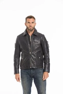 Blouson Cuir Homme Patrouille De France Navy " JAEGGER " -Maroquinerie cg23hommejaeggernavy24841 1 033465100 1038 27092022