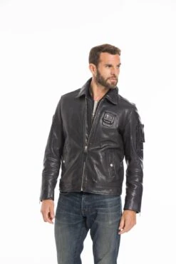 Blouson Cuir Homme Patrouille De France Navy " JAEGGER " -Maroquinerie cg23hommejaeggernavy24842 001139300 1038 27092022